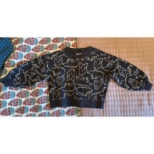 Hanna Andersson Toddler 2T 85cm Bear Print Waffle Knit Thermal Sweatshirt Gray